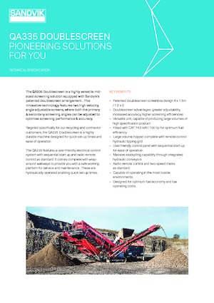 Mobiele zeefinstallaties Sandvik QA335