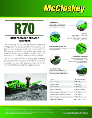 Mobiele zeefinstallaties McCloskey R70