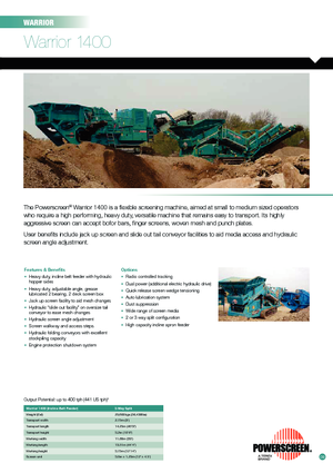 Mobiele zeefinstallaties Powerscreen Warrior 1400