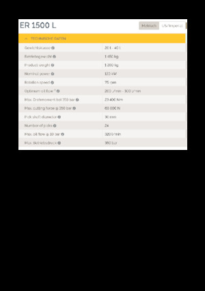 Monteerbare freeskoppen voor hydraulische graafmachines Epiroc ER 1500L