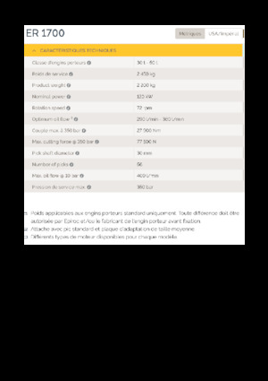 Monteerbare freeskoppen voor hydraulische graafmachines Epiroc ER 1700