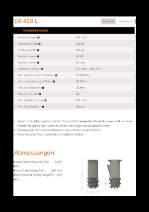 Monteerbare freeskoppen voor hydraulische graafmachines Erkat ER 400L