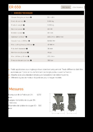 Monteerbare freeskoppen voor hydraulische graafmachines Erkat ER 650
