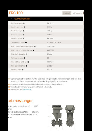 Monteerbare freeskoppen voor hydraulische graafmachines Erkat ERC 100