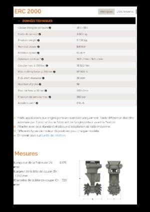 Monteerbare freeskoppen voor hydraulische graafmachines Erkat ERC 2000