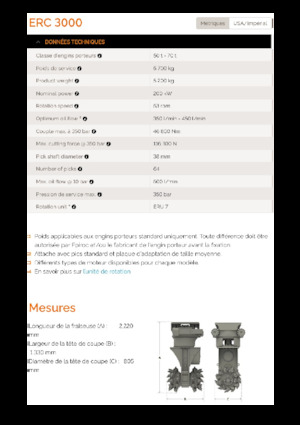 Monteerbare freeskoppen voor hydraulische graafmachines Erkat ERC 3000