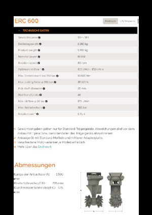 Monteerbare freeskoppen voor hydraulische graafmachines Erkat ERC 600
