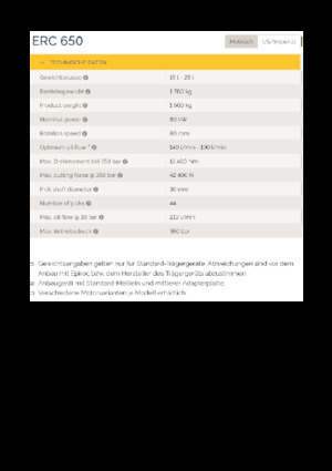 Monteerbare freeskoppen voor hydraulische graafmachines Epiroc ERC 650