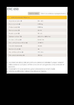Monteerbare freeskoppen voor hydraulische graafmachines Epiroc ERC 650