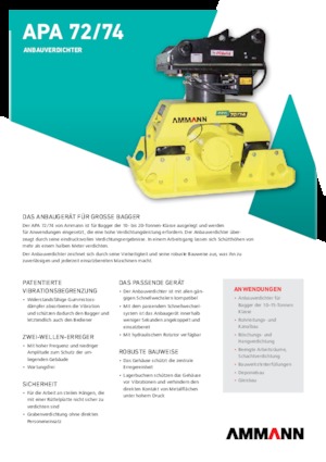 Compactors voor hydraulische graafmachines Ammann APA 7274