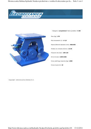 Compactors voor hydraulische graafmachines Idromeccanica C 180