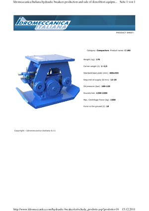 Compactors voor hydraulische graafmachines Idromeccanica C 180