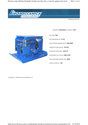 Compactors voor hydraulische graafmachines Idromeccanica C 910