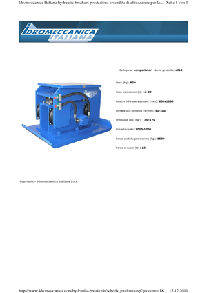 Compactors voor hydraulische graafmachines Idromeccanica C 910