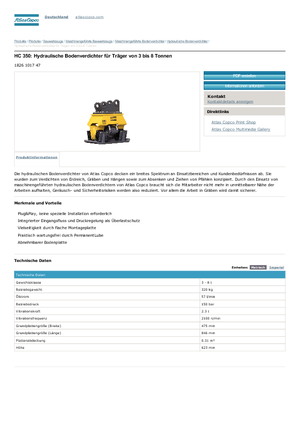 Compactors voor hydraulische graafmachines Atlas Copco HC 350