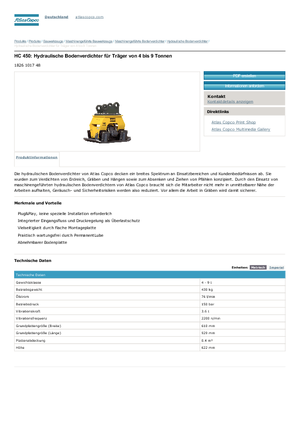 Compactors voor hydraulische graafmachines Atlas Copco HC 450