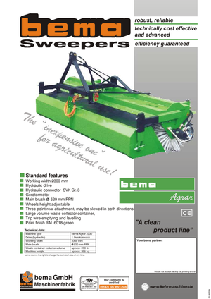 Opbouwveegmachines Bema Agrar 2300