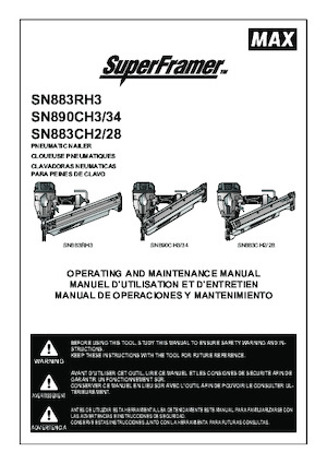 Spijkermachines & Nietmachines MAX USA CORP. SN890CH3/34