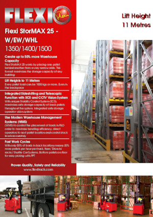 Smalle gangen vorkheftrucks VNA Flexi StorMAX 25 W