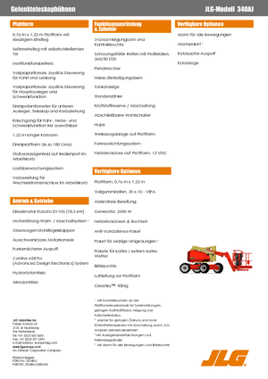 Knikarmhoogwerkers op wielen JLG 340AJ