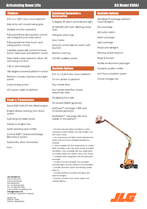 Knikarmhoogwerkers op wielen JLG 600AJ