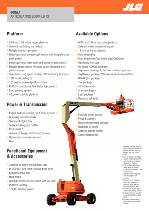 Knikarmhoogwerkers op wielen JLG 600AJ