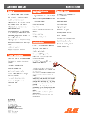 Knikarmhoogwerkers op wielen JLG 600AN