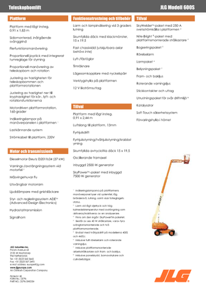 Telescoophoogwerkers op wielen JLG 600S