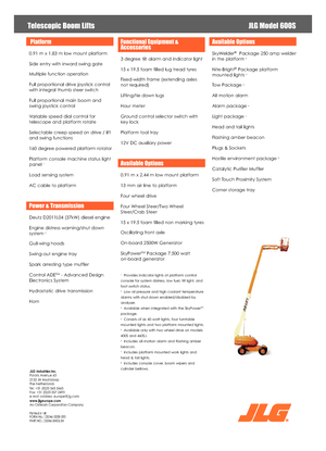 Telescoophoogwerkers op wielen JLG 600S