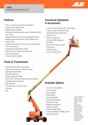 Knikarmhoogwerkers op wielen JLG 740 AJ