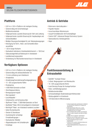 Knikarmhoogwerkers op wielen JLG 800AJ
