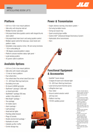Knikarmhoogwerkers op wielen JLG 800AJ