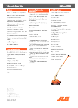 Telescoophoogwerkers op wielen JLG 800S