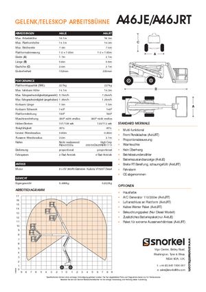 Knikarmhoogwerkers op wielen Snorkel A46JE