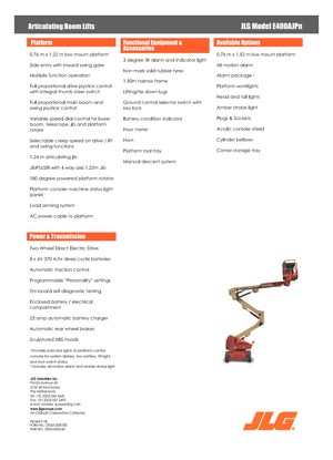 Knikarmhoogwerkers op wielen JLG E400AJPN