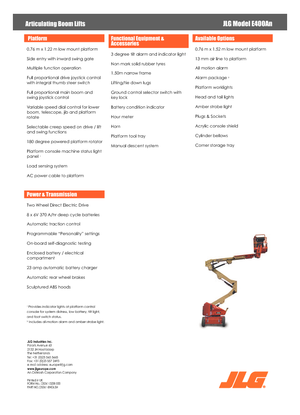 Knikarmhoogwerkers op wielen JLG E400AN