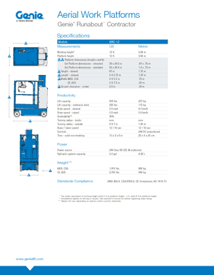 Telescoophoogwerkers op wielen Genie GRC-12 Runabout