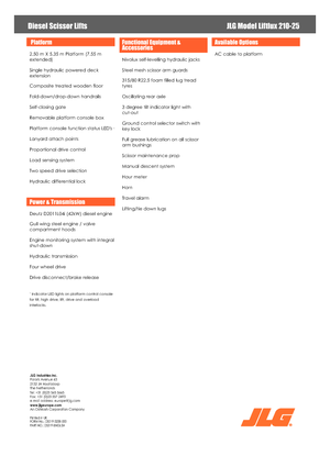 Verrijdbare schaarliften JLG Liftlux 210-25