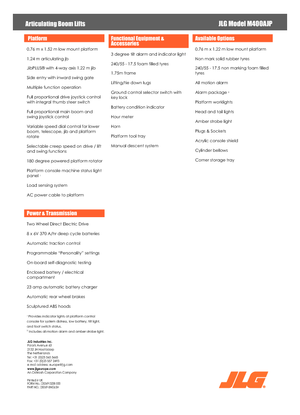 Knikarmhoogwerkers op wielen JLG M400AJP