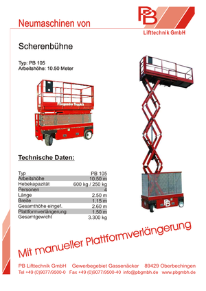 Verrijdbare schaarliften PB PB 105