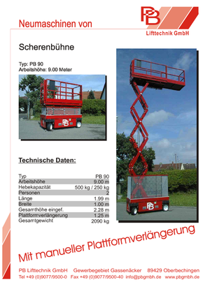 Verrijdbare schaarliften PB PB 90