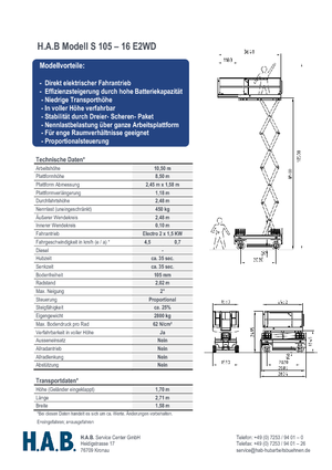 Verrijdbare schaarliften HAB S 105-16 E 2WD