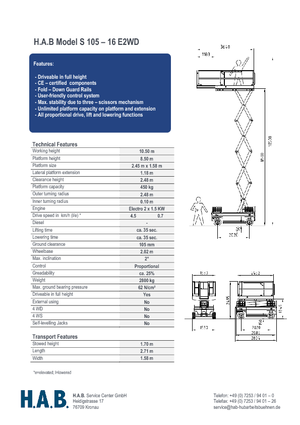 Verrijdbare schaarliften HAB S 105-16 E 2WD