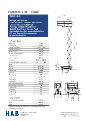 Verrijdbare schaarliften HAB S 125-16 E 2WD