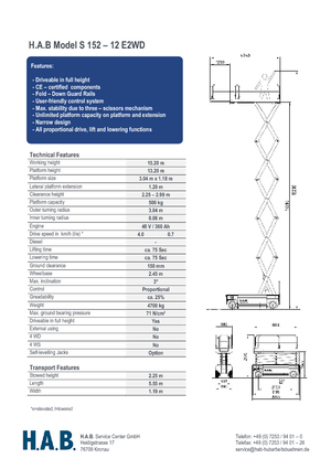 Verrijdbare schaarliften HAB S 152-12 E 2WD