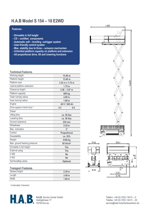 Verrijdbare schaarliften HAB S 154-18 E 2WD