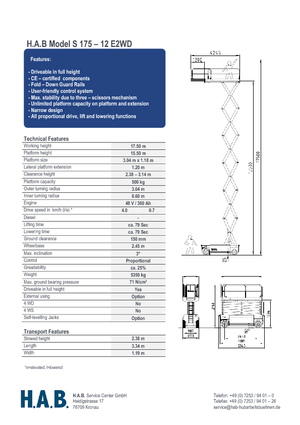 Verrijdbare schaarliften HAB S 175-12 E 2WD