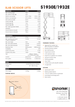 Verrijdbare schaarliften Snorkel S1930E