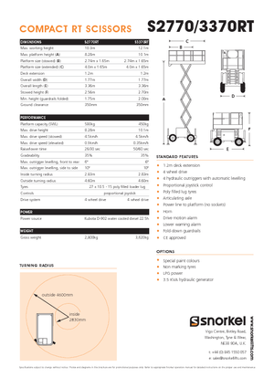 Verrijdbare schaarliften Snorkel S2770RT