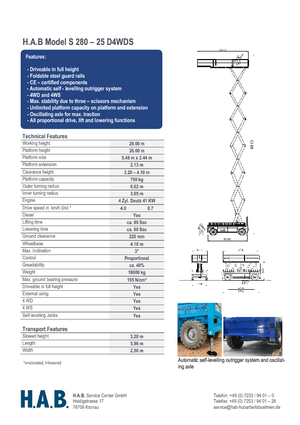 Verrijdbare schaarliften HAB S 280-25 D 4WD S